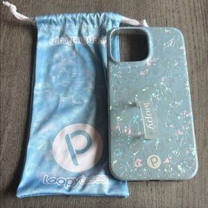 Loopy Case Iridescent Light Blue Phone Case with Loopy Grip